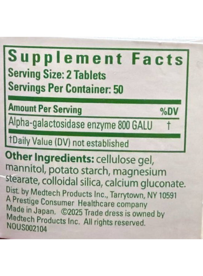 Beano Food Enzyme Dietary Supplement  100 Tablets - Image 4